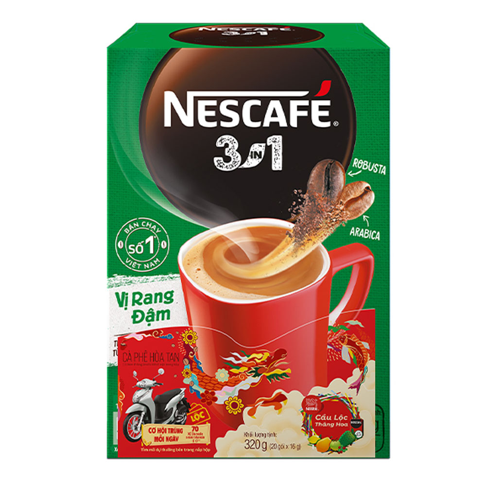 [Tặng Bình Jug 1 Lít Nescafé] Combo 2 Hộp Nescafé 3in1 VỊ RANG ĐẬM (16g x 20 gói) - Phiên bản Tết 2024