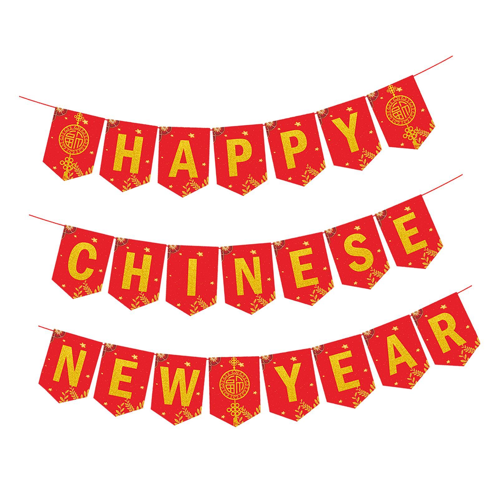 Happy Chinese New Year Banner Party Decorations Supplies Bunting Banner