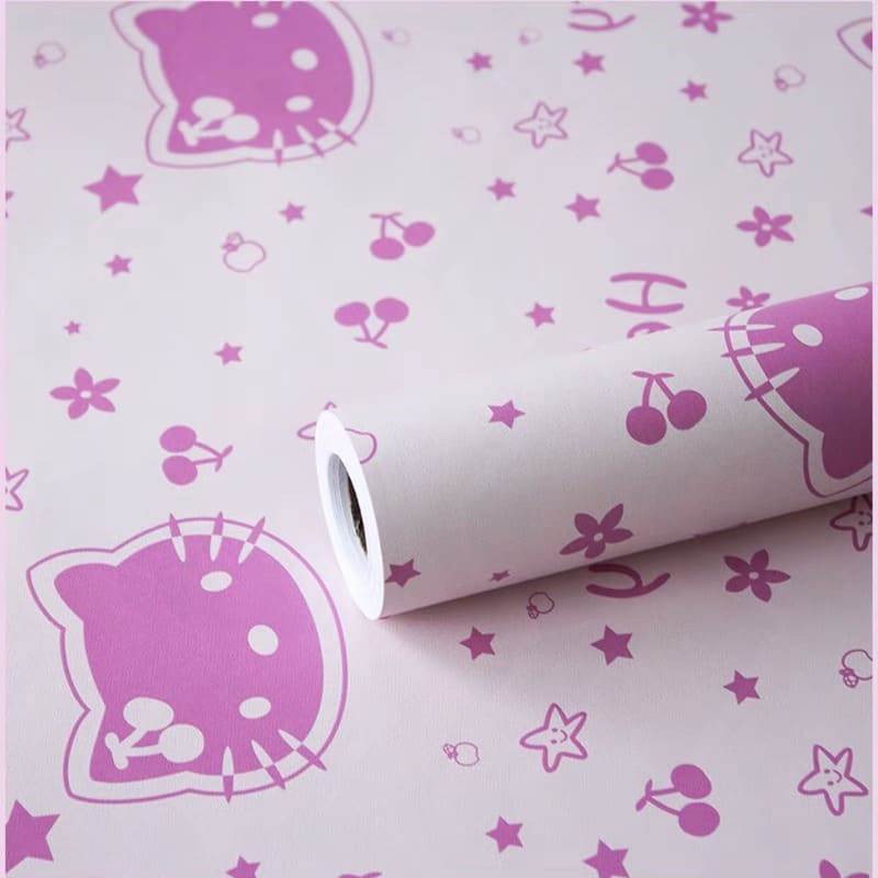 Combo 10 mét giấy dán tường, decal dán tường trang trí nhà cửa MÈO HỒNG XINH khổ 45cm