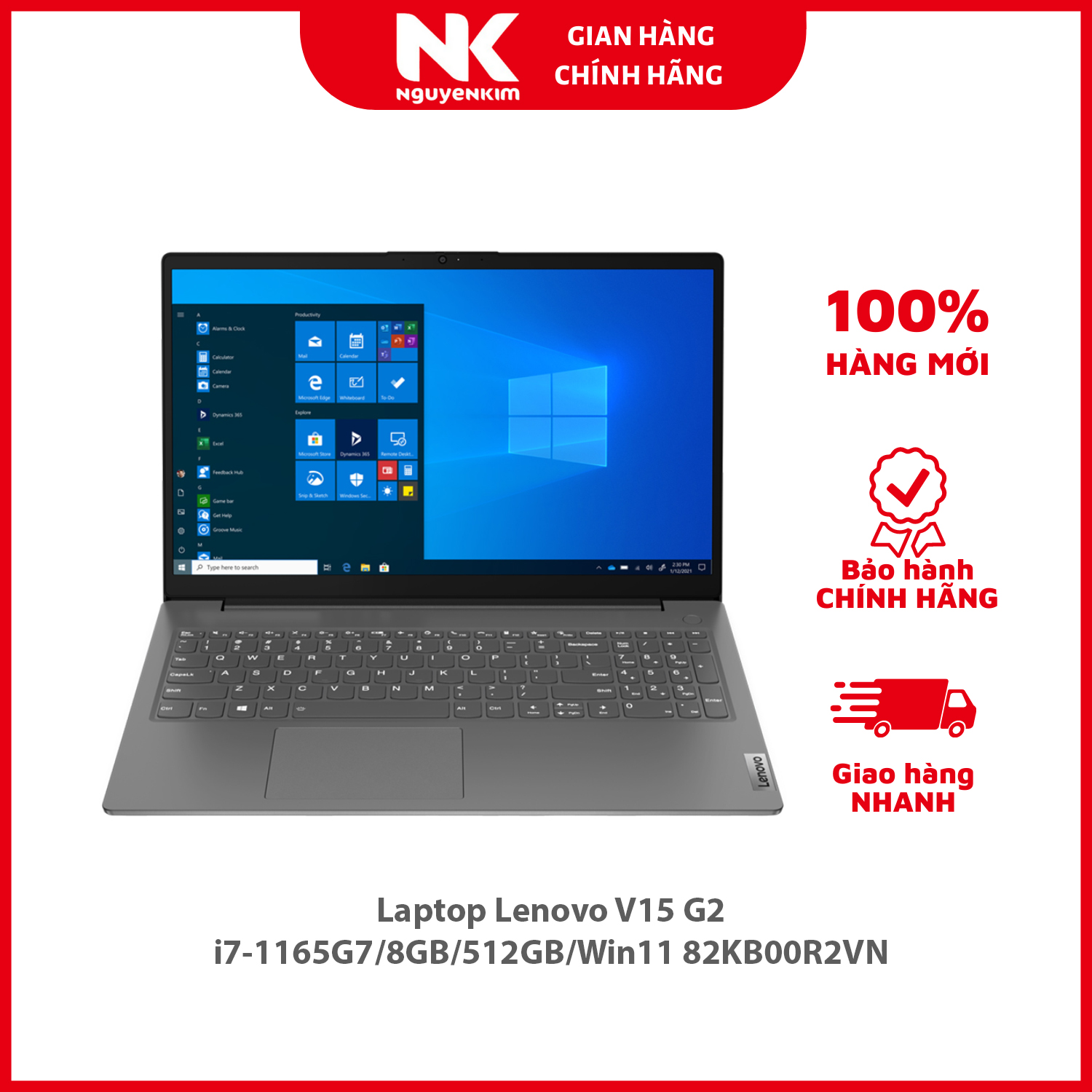 Laptop Lenovo V15 G2 i7-1165G7/8GB/512GB/Win11 82KB00R2VN - Hàng chính hãng