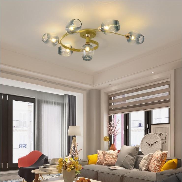 Đèn trần 6 bóng kiểu dáng sang trọng trang trí nội thất - kèm bóng LED chuyên dụng