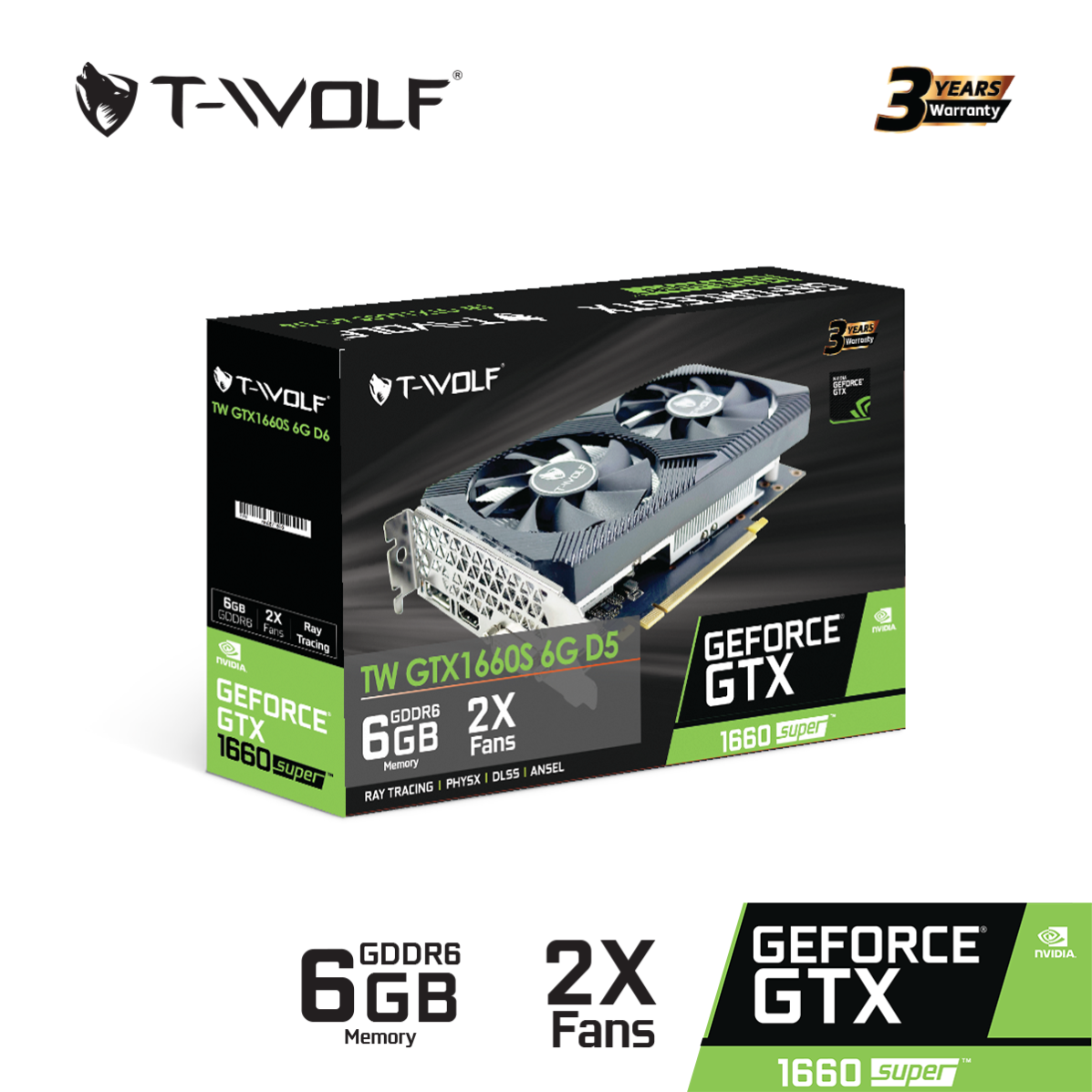 Card Màn Hình  VGA T-WOLF TW-GTX1660S 6G D6 – Hàng Chính Hãng