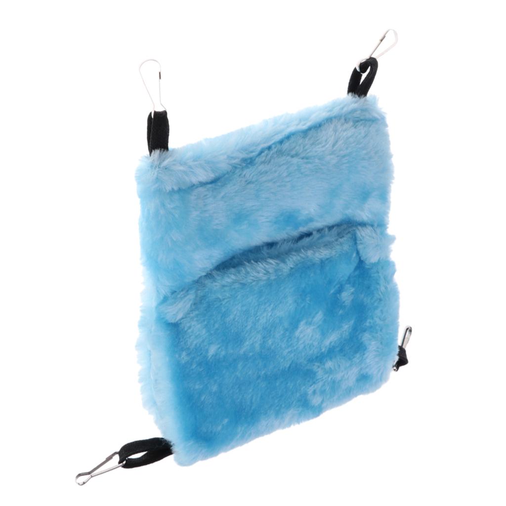 Double-deck Short Plush Hammock Swing Cage Hanging Bed for Rat, Hamster, Ferret, Rabbit , Parrot