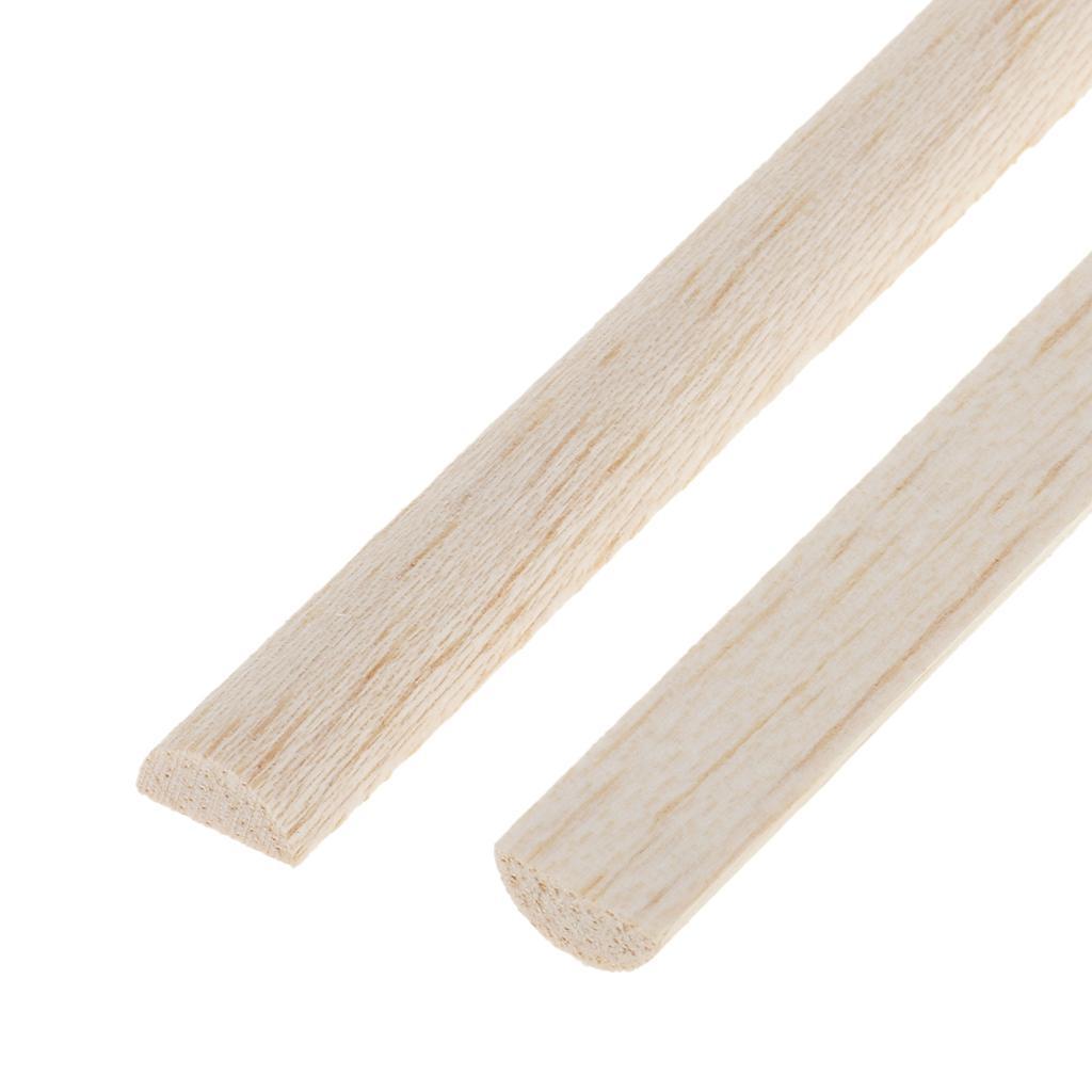 2x 10 Pieces Unfinished Natural Wood Craft Dowel Rods Semi-circle Sticks