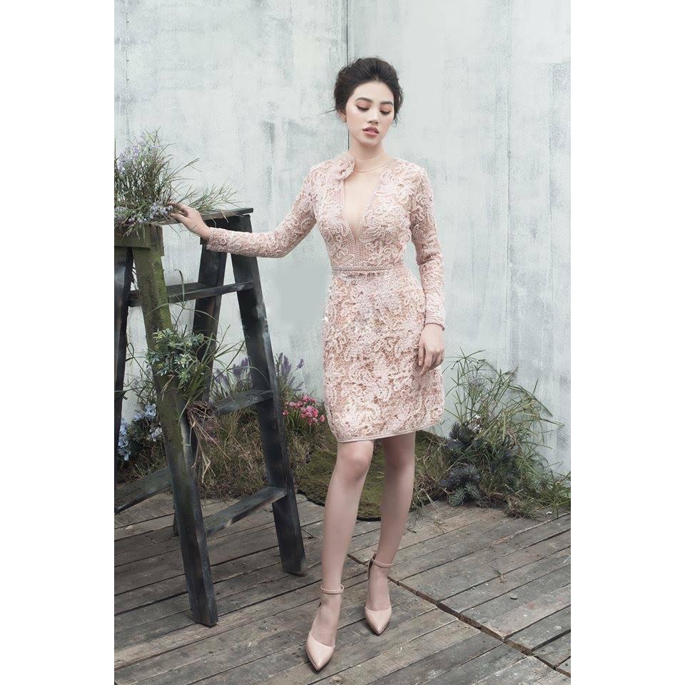 ĐẦM DỰ TIỆC REN TAY DÀI SIÊU SANG