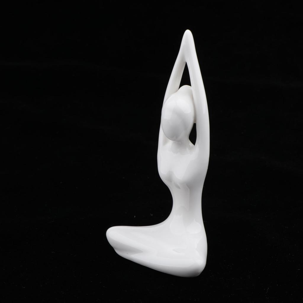 2X Ceramic Yoga Figure Ornament Statue Sculpture Zen Garden Desk Decor Style-01