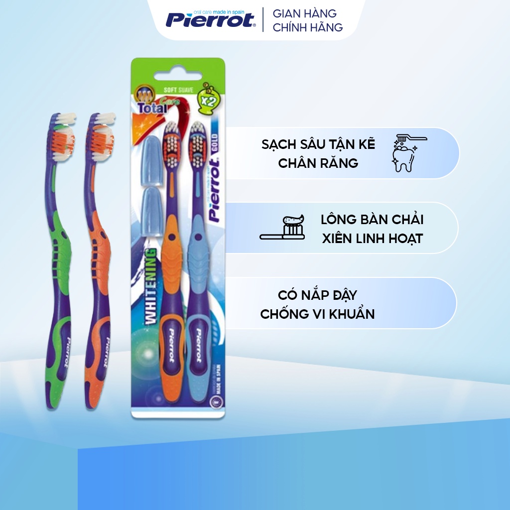 Bộ đôi bàn chải đánh răng Vàng siêu mềm Pierrot