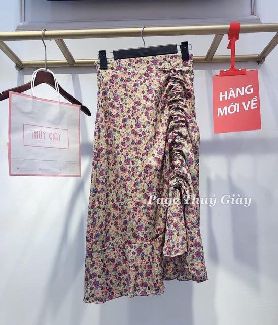 Set áo thun lệch vai chân váy hoa