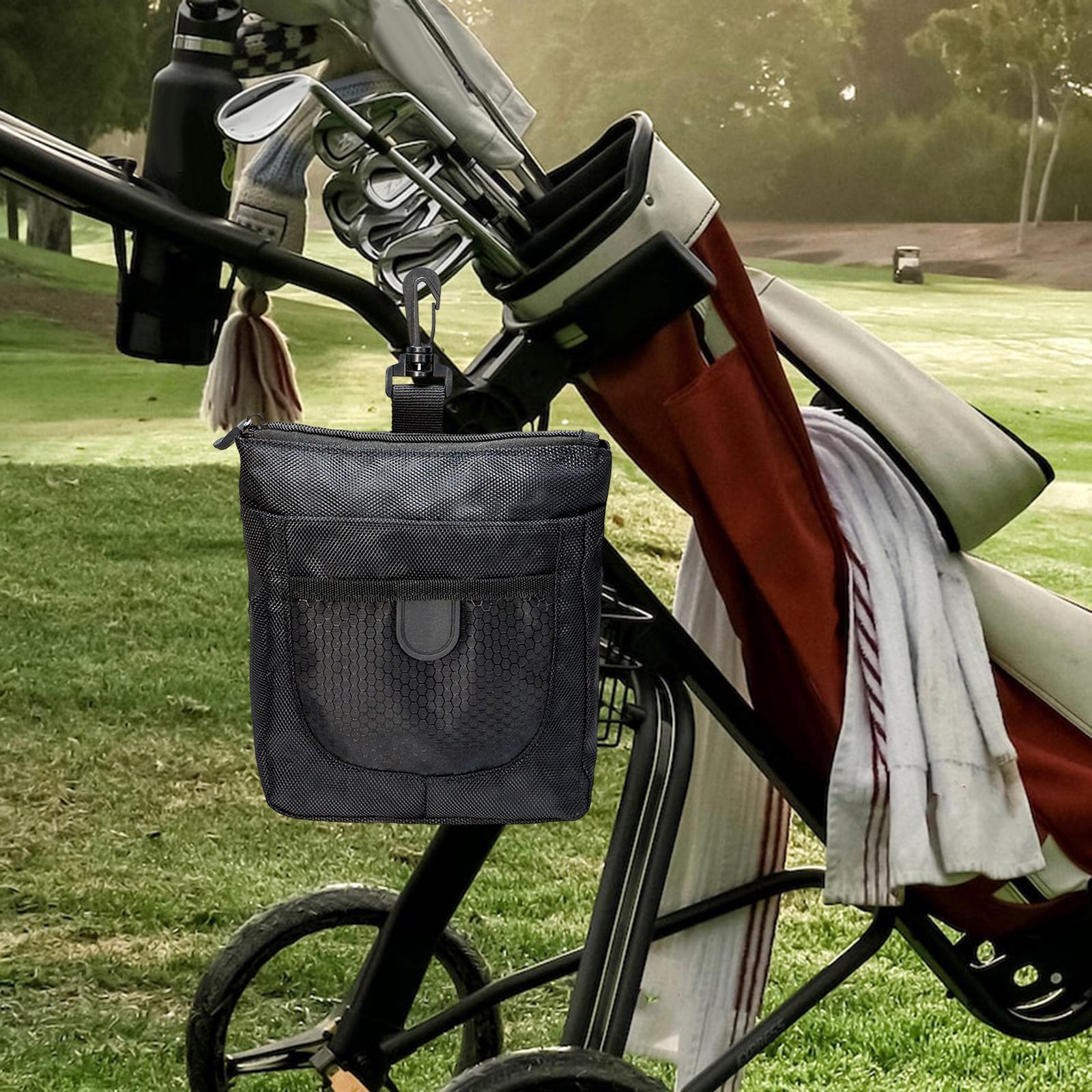 Golf Ball Bag Pouch Polyester with 360 Degree Swivel Buckle Golf Tee Holder