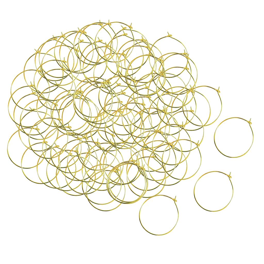 100x Lots Simple Round Hoop Earrings Circle Ear Hoop Female Earrings Making