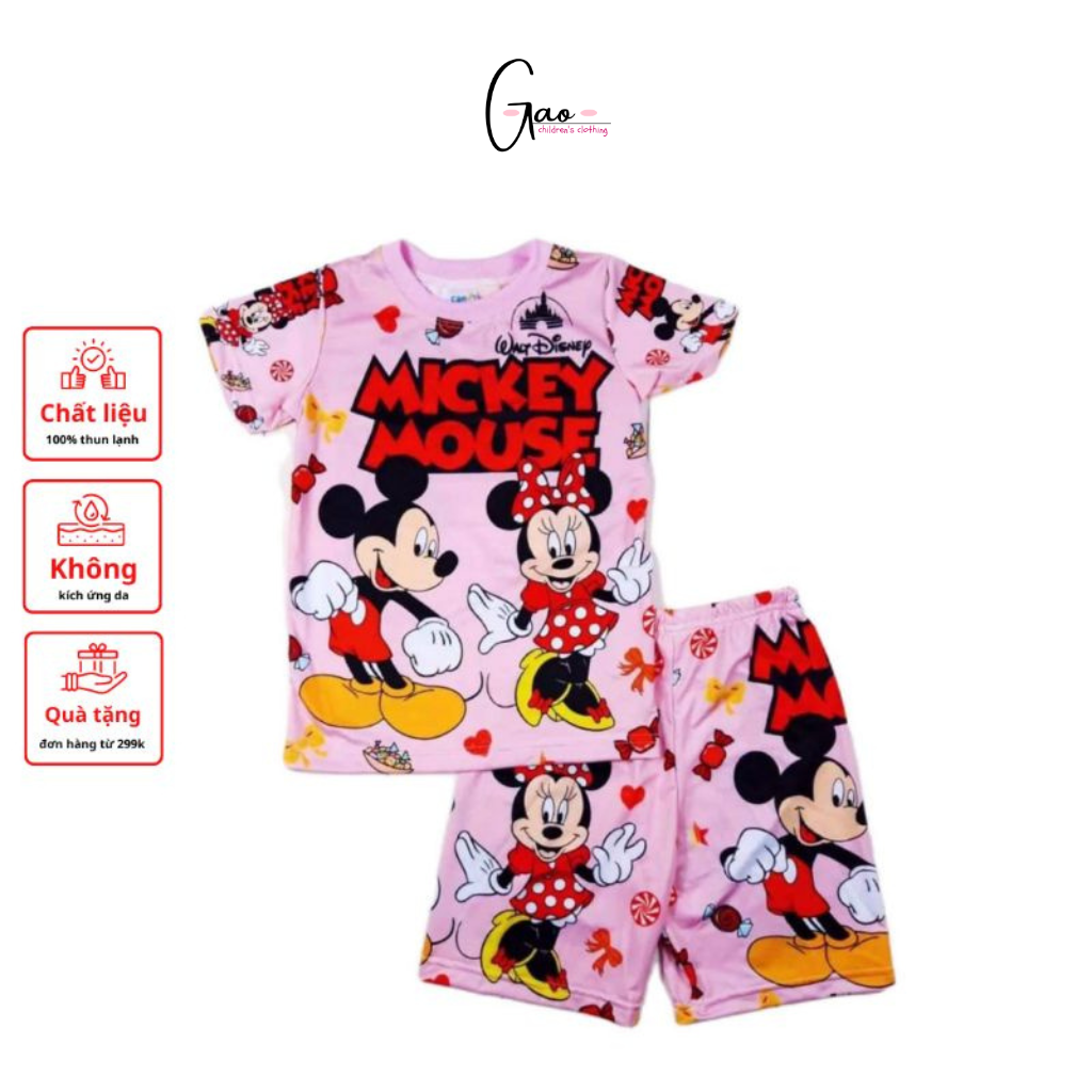 Bộ đồ bé gái họa tiết Mickey Mouse chất liệu thun lạnh mềm mịn mát ...