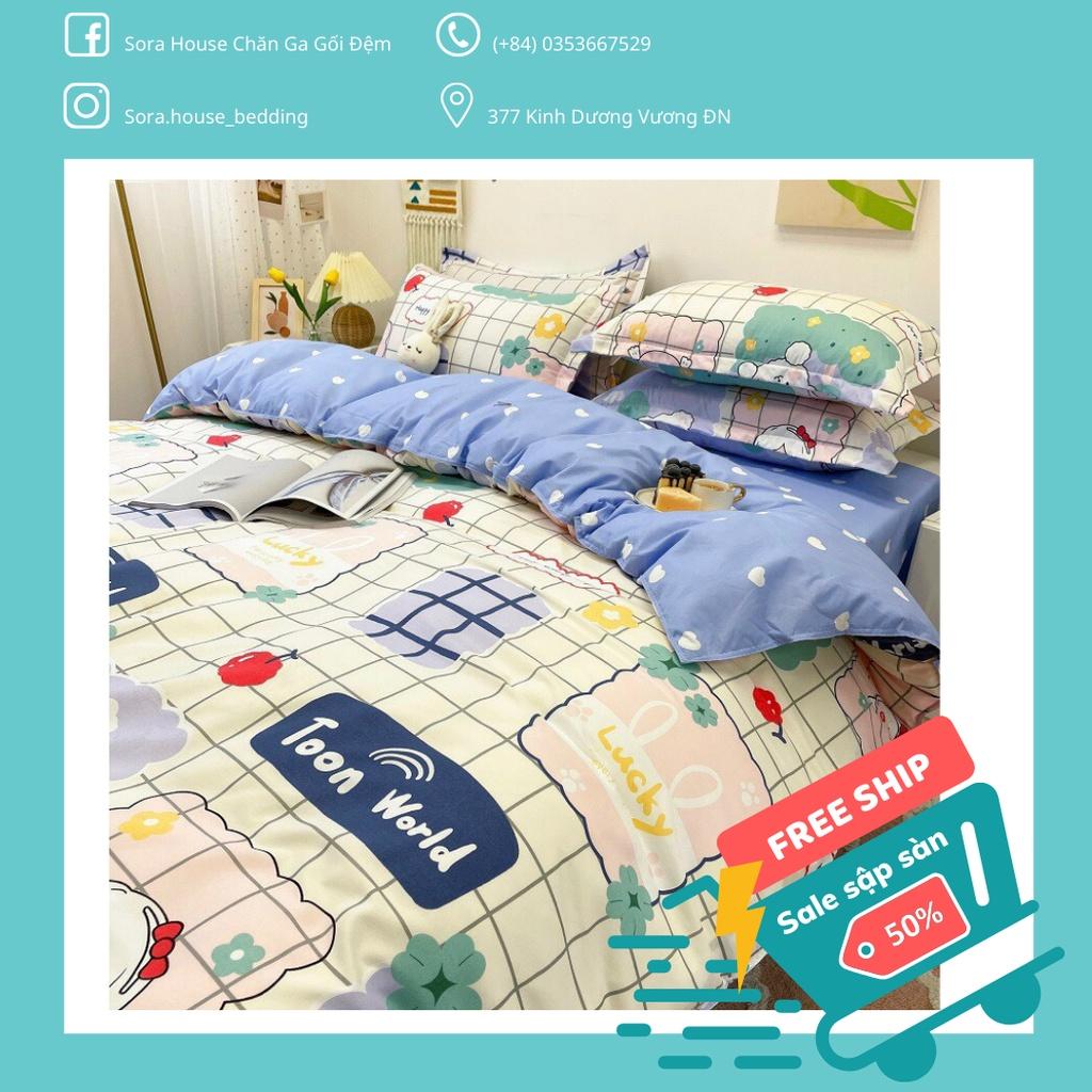 Bộ chăn ga poly ô vuông xinh