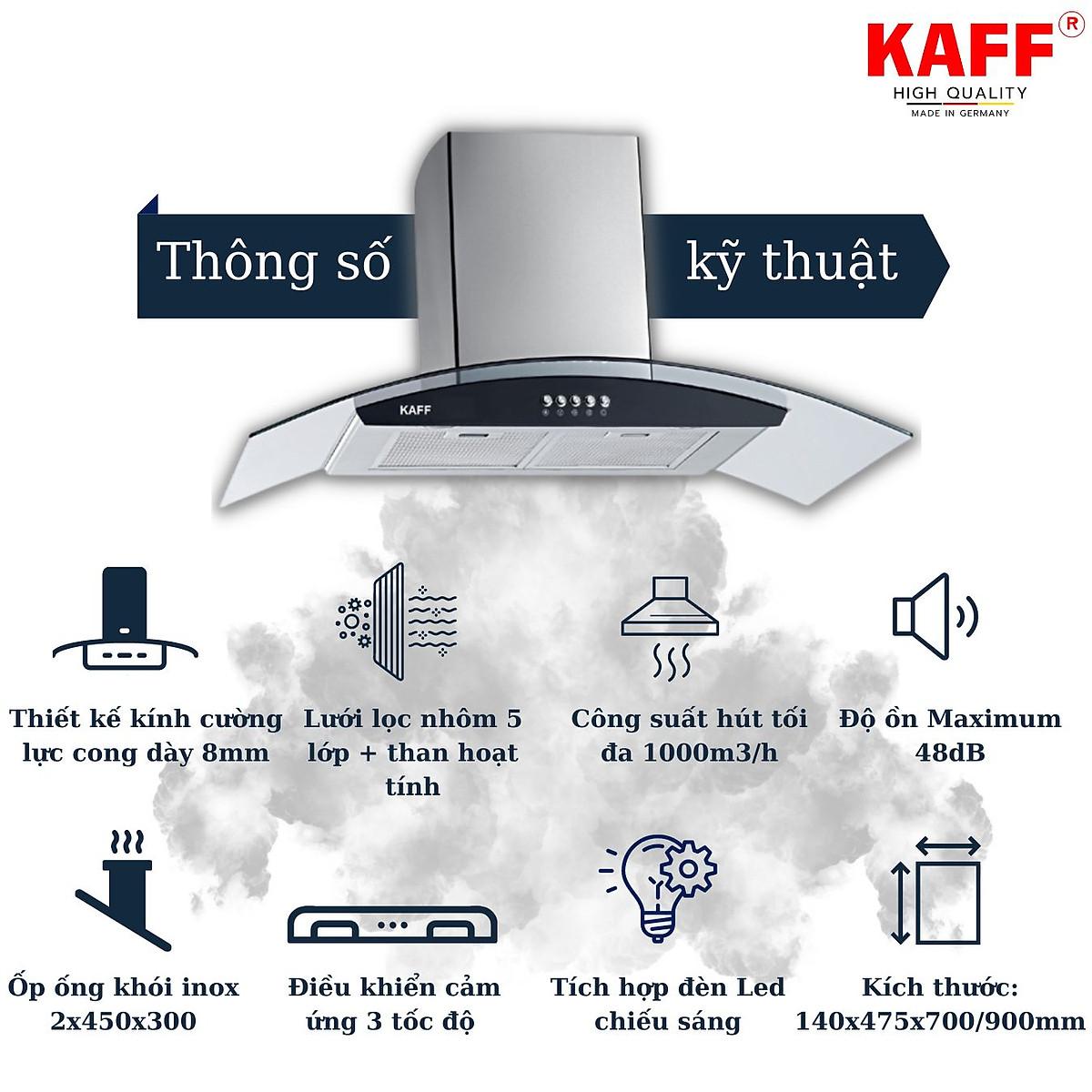 Máy hút mùi kính cong 700mm KAFF KF_GB706 Tặng bộ lọc than thay thế _ Hàng Chính Hãng