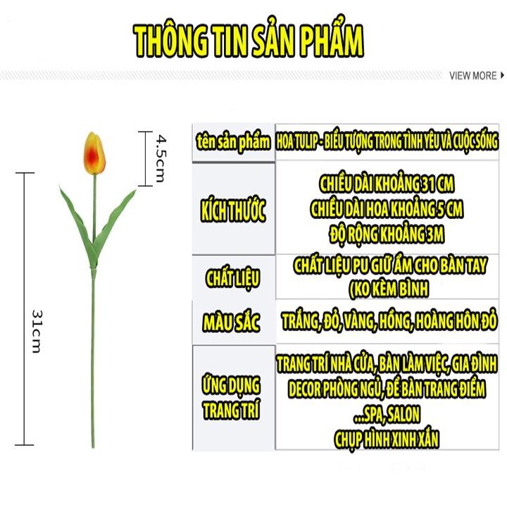 Hoa Tulip decor để bàn, trang trí nhà cửa, Tulip giả Cao Su Non cao cấp, Hoa Tuy lip hồng, vàng, trắng, đỏ chụp hình đẹp