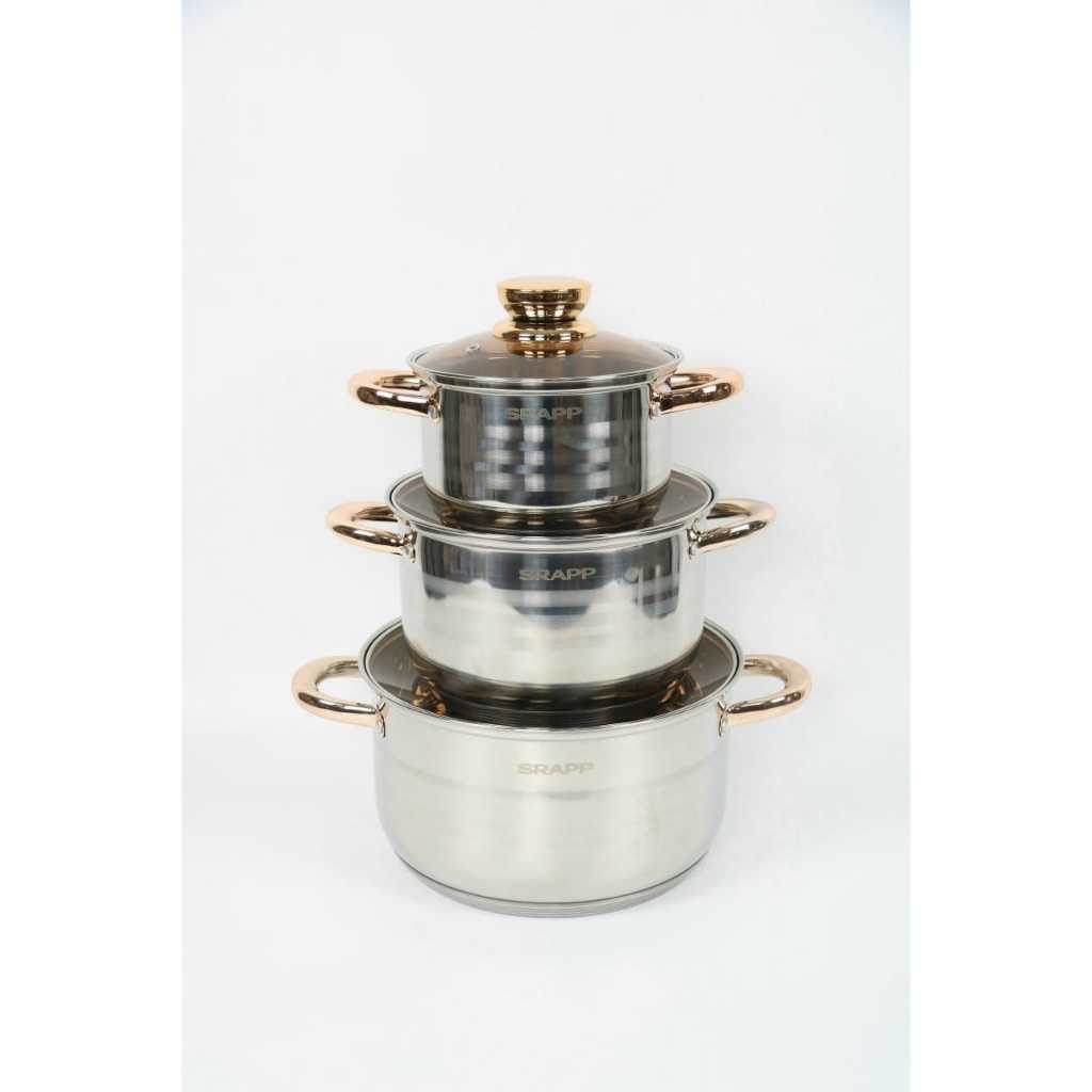Bộ 3 Nồi Inox 5 Đáy SRAPP SH-368 - Hàng Chính Hãng
