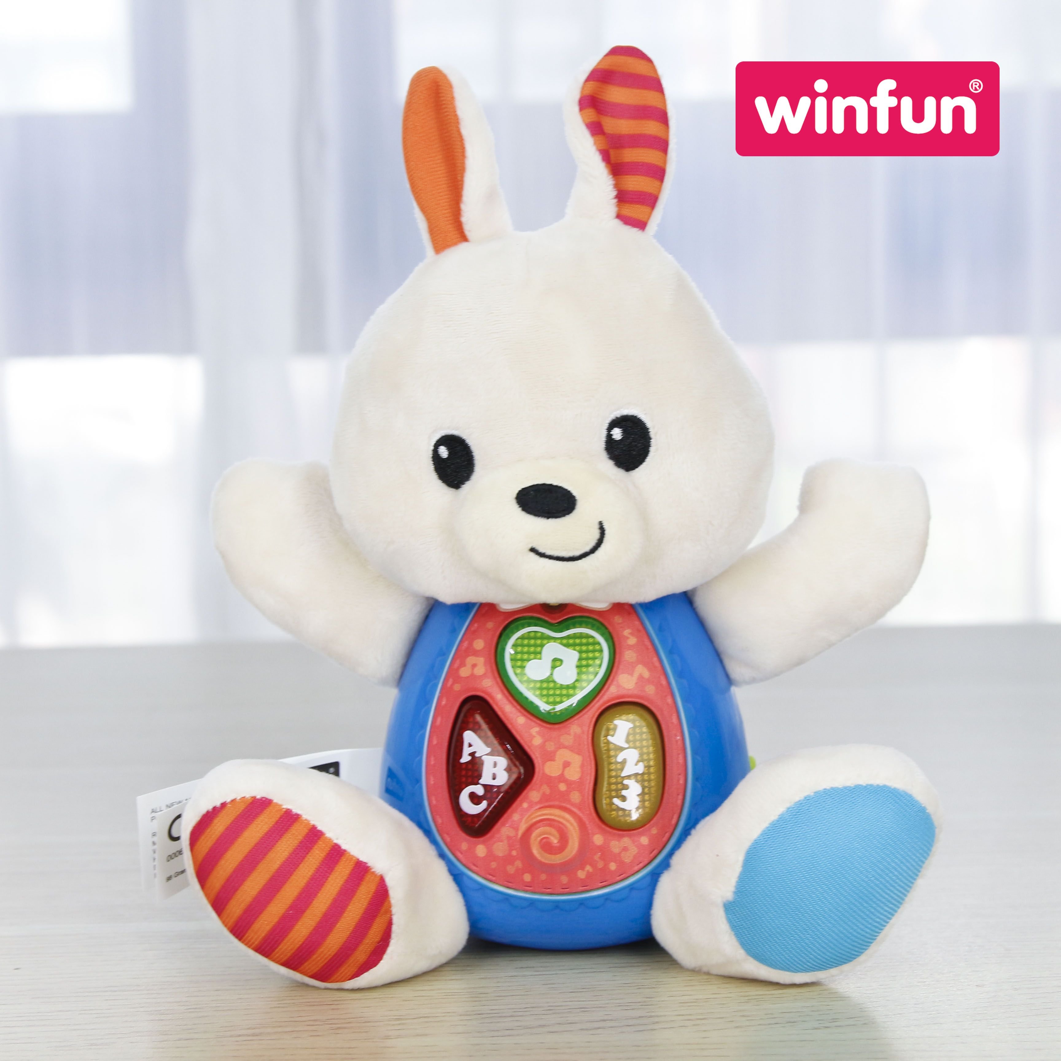 Đồ chơi sơ sinh, giáo dục sớm, thú bông hình chú thỏ phát nhạc vui nhộn cho trẻ từ 0 đến 36 tháng Winfun 0687