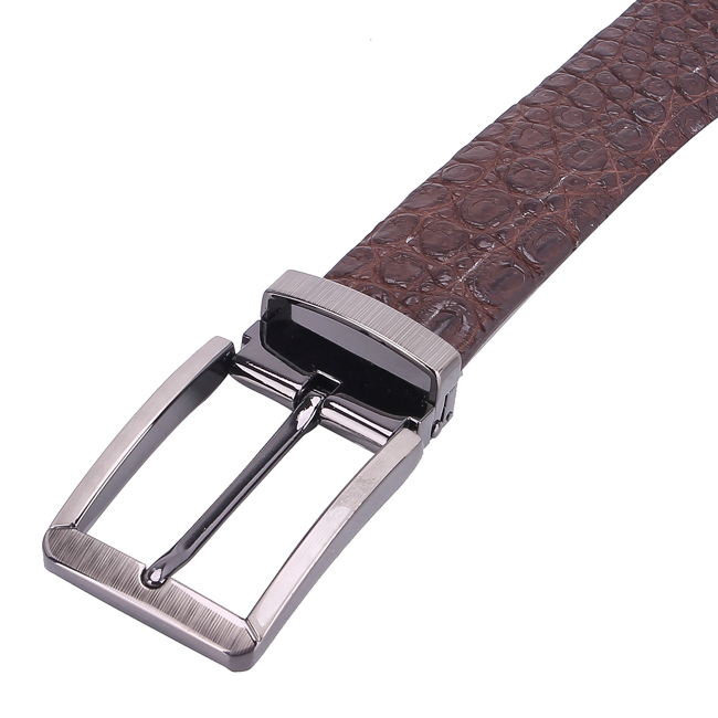 HJ4727-28-29-31 - Dây nịt nam da cá sấu gai lưng đầu kim màu đen, nâu đất, nâu đỏ, vàng bò