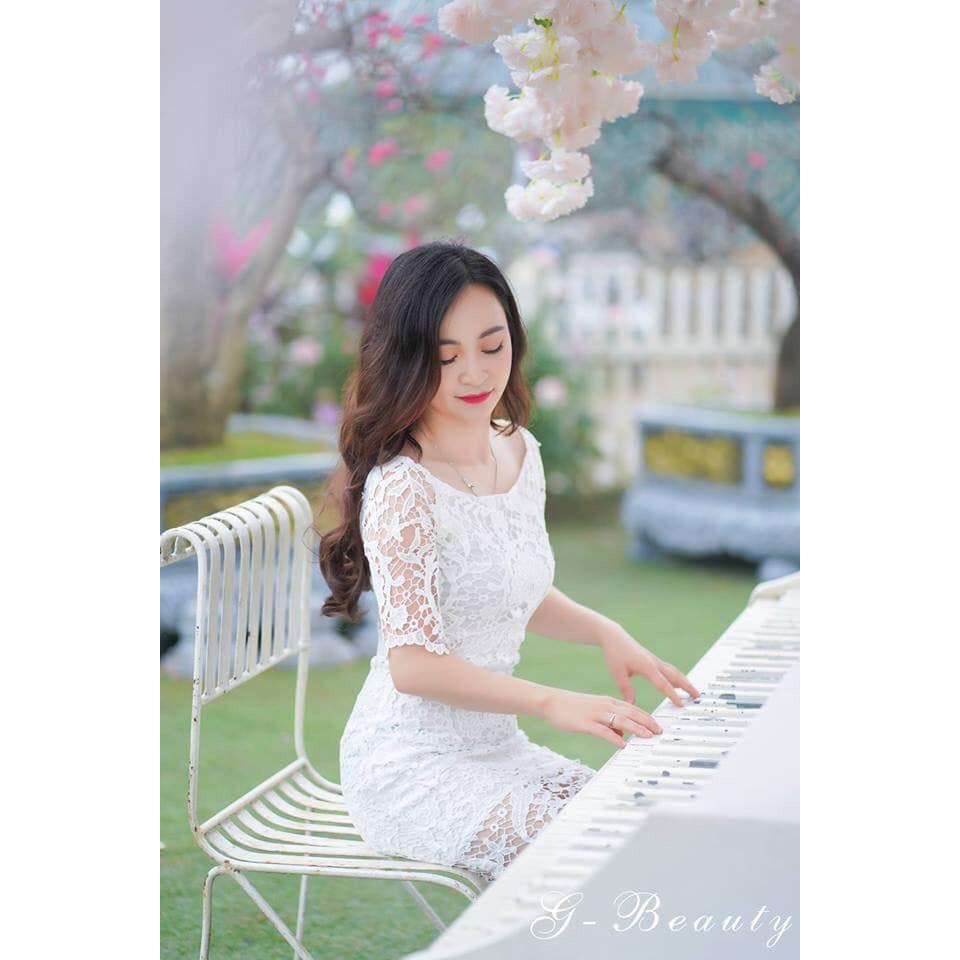 G Beauty Đầm Ôm Ren Trắng