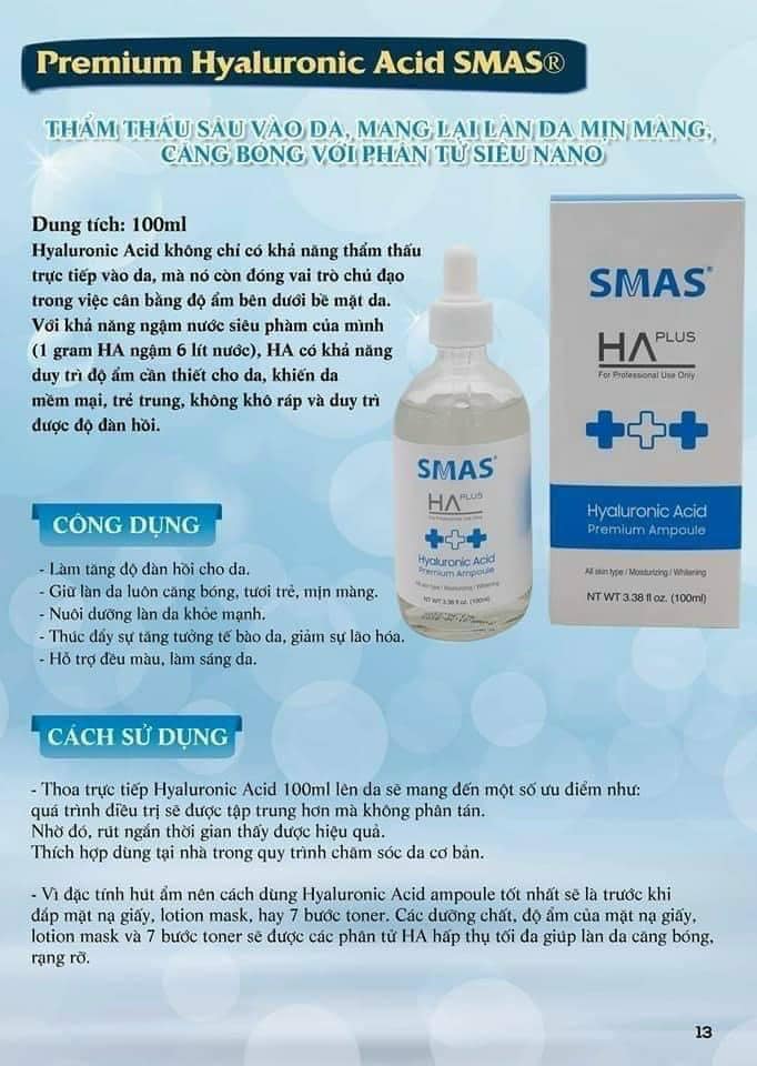 Serum Smas HA Plus Hỗ Trợ Dưỡng Ẩm Sáng Da 100ml