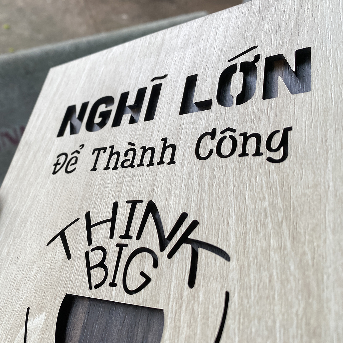 Tranh Decor Gỗ tạo động lực thúc đẩy tư duy đổi mới TBIG030 làm quà tặng trang trí nhà cửa "Nghĩ lớn để thành công"