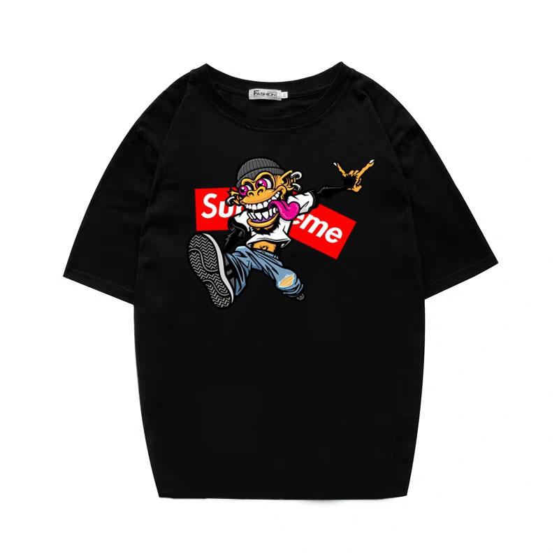 Áo thun tay lỡ unisex Monkey Super Màu Đen Cam