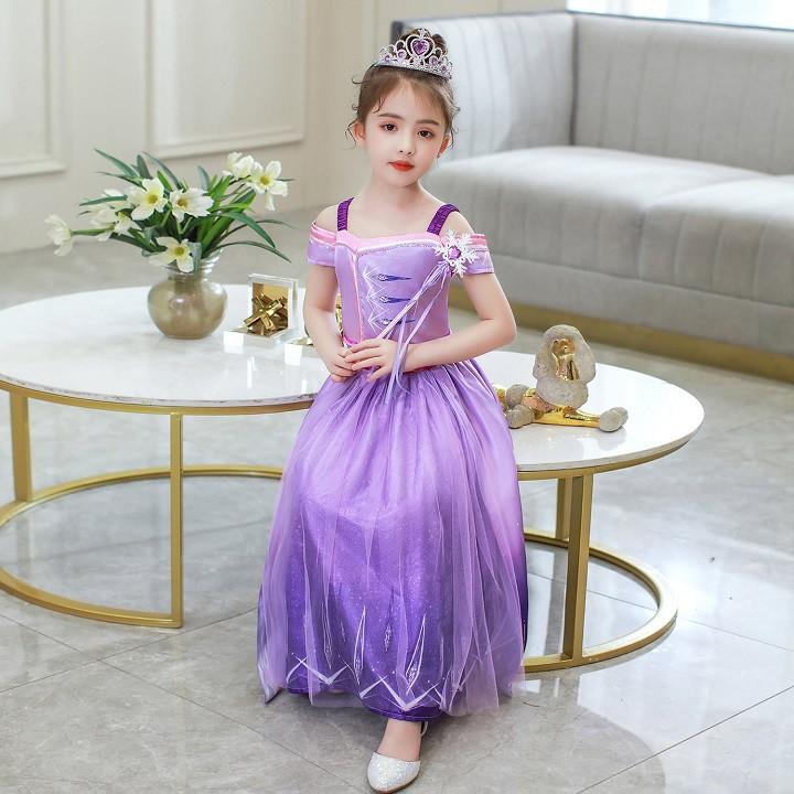 ẢNH THẬT - ĐẦM CÔNG CHÚA ELSA FROZEN 2 MÀU TÍM MÃ K04