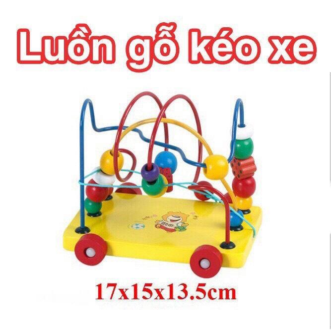 Đồ Chơi Gỗ Xe Kéo Luồn Hạt Giúp Bé Rèn Luyện Vận Động Phát Triển Trí Tuệ