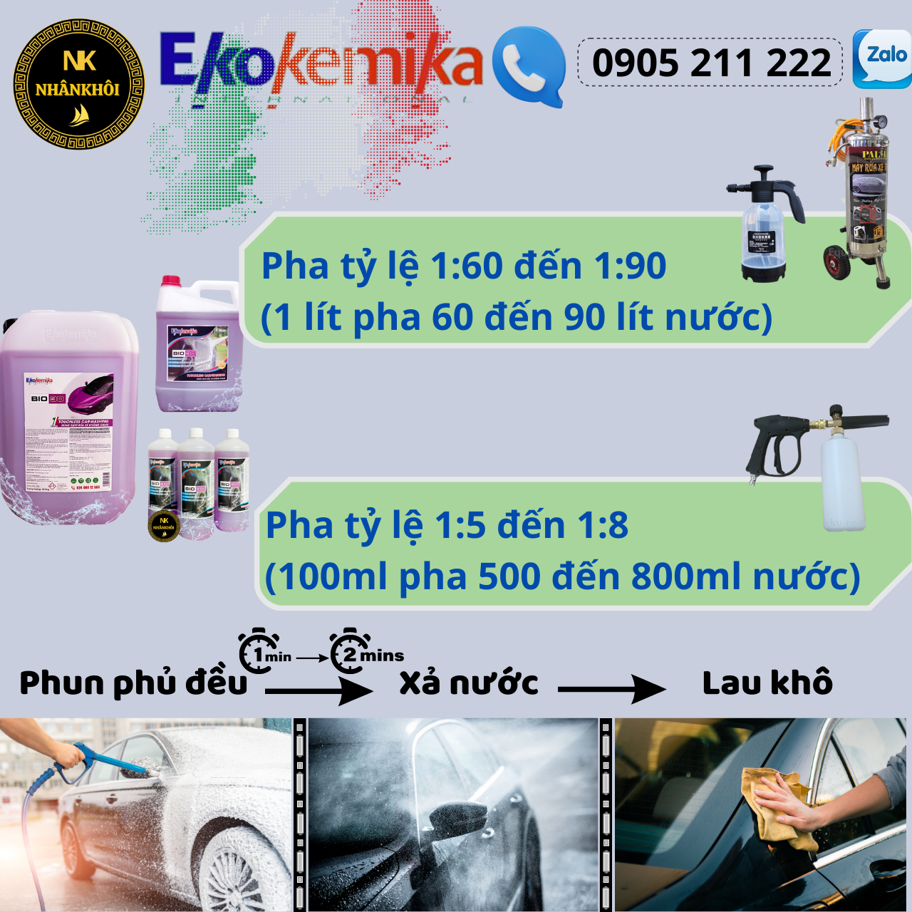 Bio 30 - 1 lít - Dung dịch rửa xe không chạm - Nước rửa xe bọt tuyết - Ekokemika