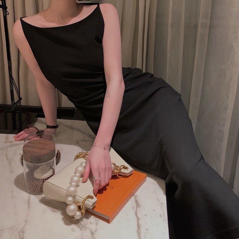 Đầm midi xếp li eo