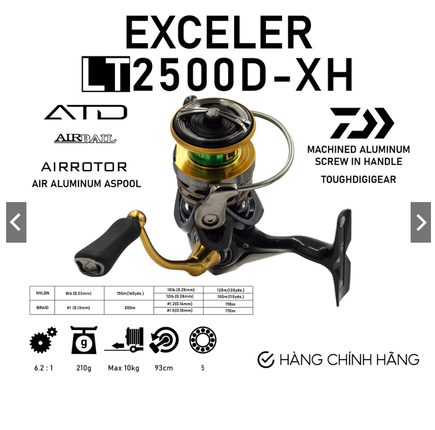 MÁY ĐỨNG CÂU LURE DAIWA EXCELER LT 1000D-XH / 3000D-CXH