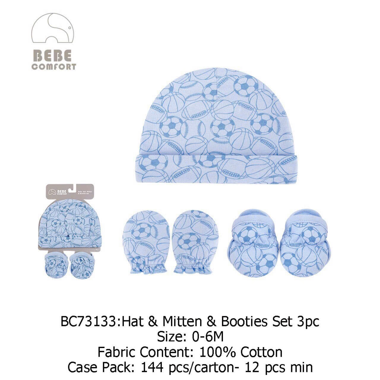 Set 3 món mũ/nón bao tay bao chân cho bé sơ sinh Bebe comfort