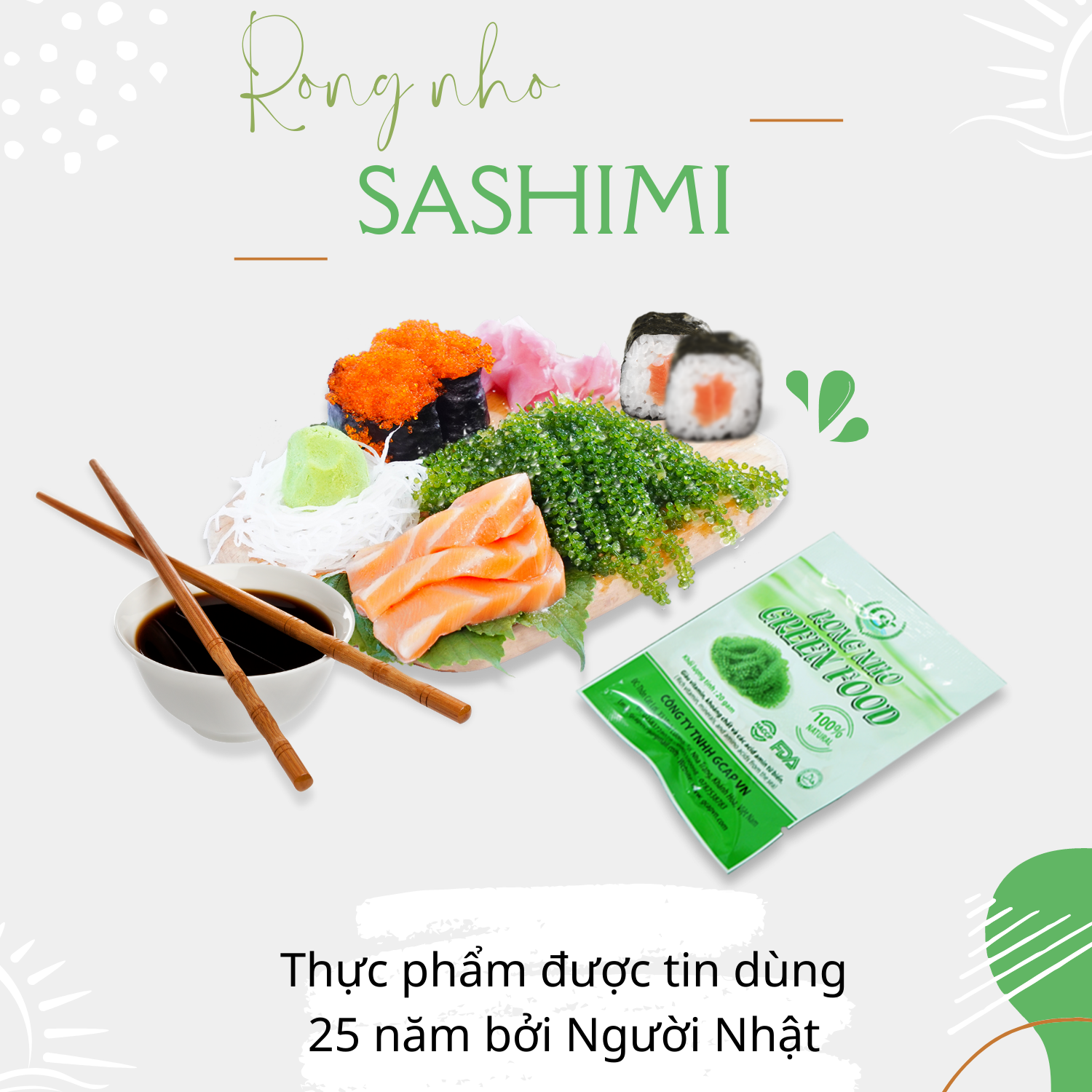 Rong nho biển GREEN FOOD - Sea grapes - Giàu vitamin, khoáng chất và các axit amin