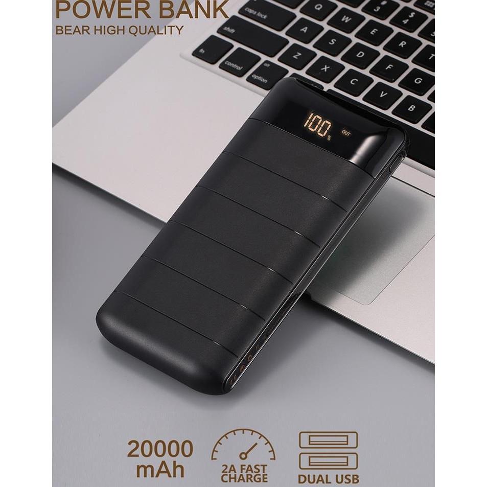 Pin sạc dự phòng WK Design WP 026 Bear 20000mAh - Tích hợp màn hình LCD hiển thị phần trăm pin - Chip thông minh tự ngắt