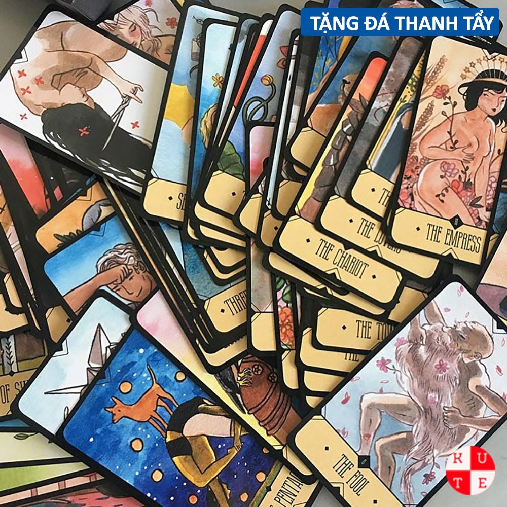 Bài Tarot The Sasuraibito Hộp Cứng Cao Cấp 78 Lá Bài Mạ Vàng Size Gốc Tặng Đá Thanh Tẩy