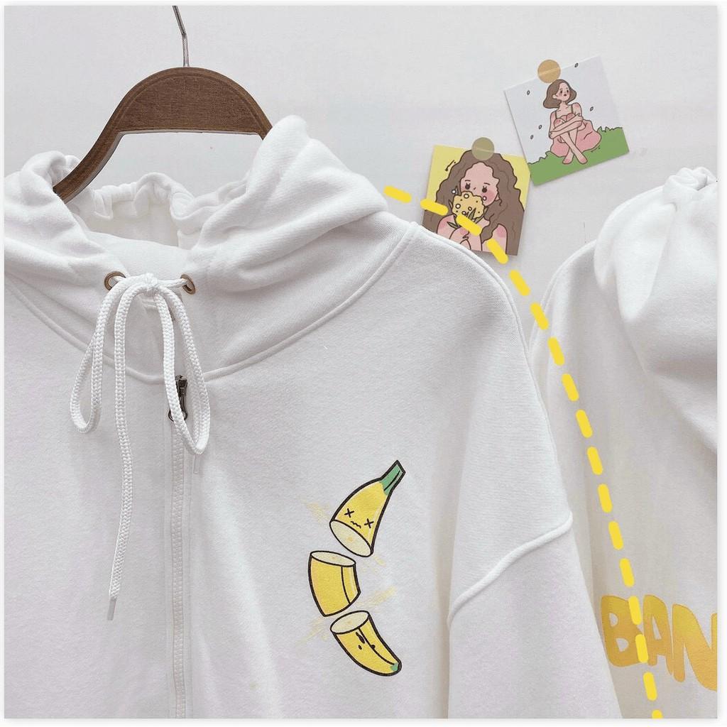 Áo hoodies dây kéo NỮ SIÊU XINH , CUTE HÌNH CHUỐI KHANH AN FASHION