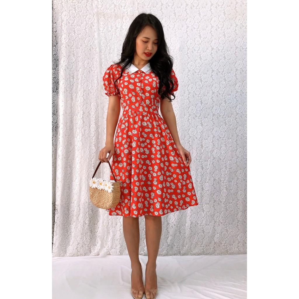 Đầm xòe họa tiết