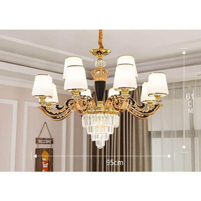 Đèn chùm pha lê 12 tay phong cách hiện đại - kèm bóng Led chuyên dụng