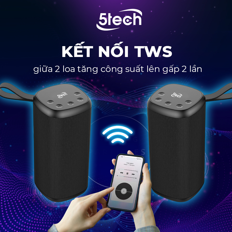 Loa bluetooth 5TECH BS2 hàng chính hãng, loa mini cầm tay di động nghe nhạc cực hay hỗ trợ cắm thẻ nhớ, USB dành cho điện thoại, máy tính...