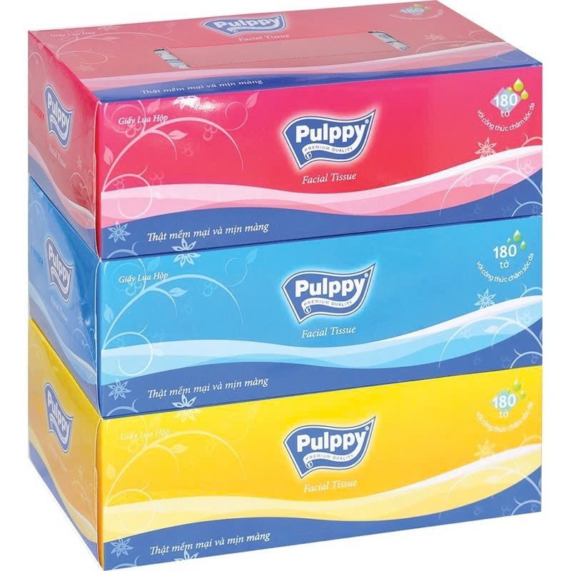 Khăn Giấy Hộp Giấy Rút Pulppy 2 Lớp Mềm Mịn Siêu Dai 180 Tờ 2 Lớp
