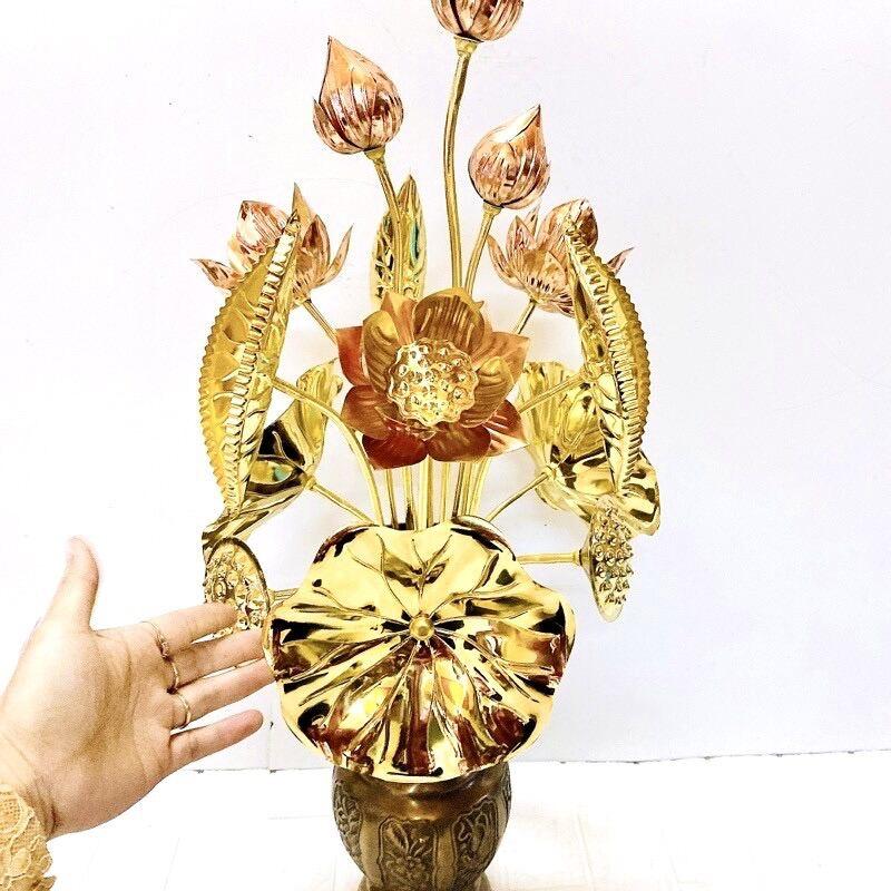 LỌ HOA SEN ĐỒNG CAO 72 CM CHẤT LIỆU BẰNG ĐỒNG  PHONG THỦY TÀI LỘC
