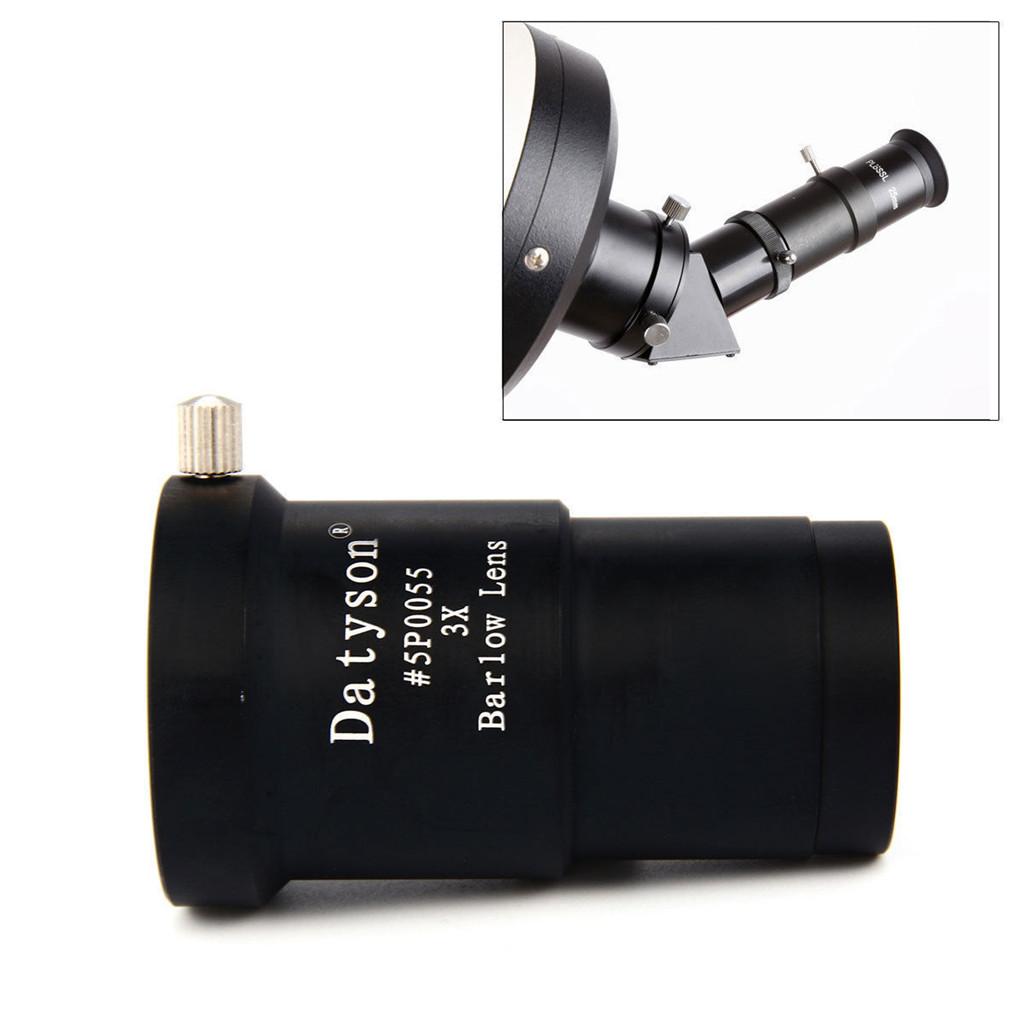 1.25" 3X Magnification Barlow Lens Metal Design for Telescope Eyepiece Black
