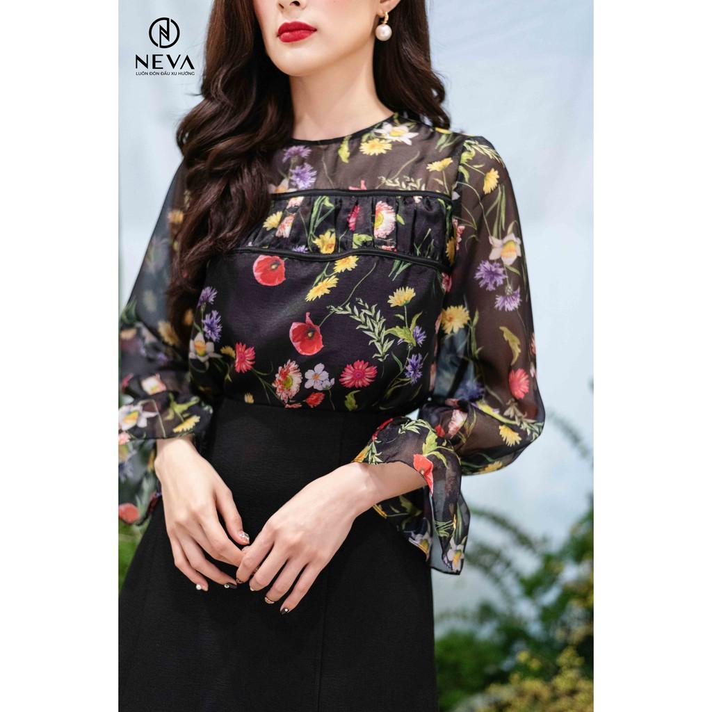 Neva - Áo sơ mi dài tay in hoa đồng tiền – 20F1W140176H011