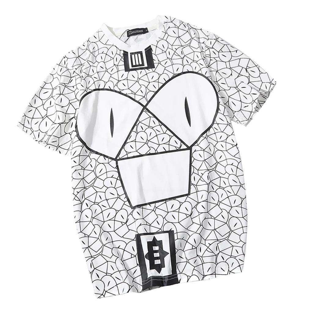 Fashion T-Shirt Men's Geometric Printed Summer Tops Vest Cotton Short Sleeve Round Neck Shirt Tees