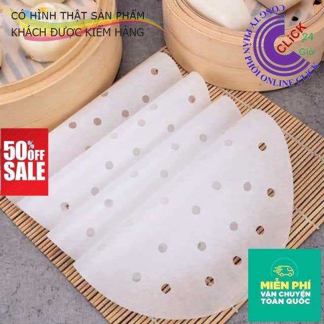 Combo 100 Tờ Giấy Nến Tròn Đục Lỗ Dùng Cho Nồi hấp, Nồi Chiên Không Dầu - An Toàn Sức Khỏe