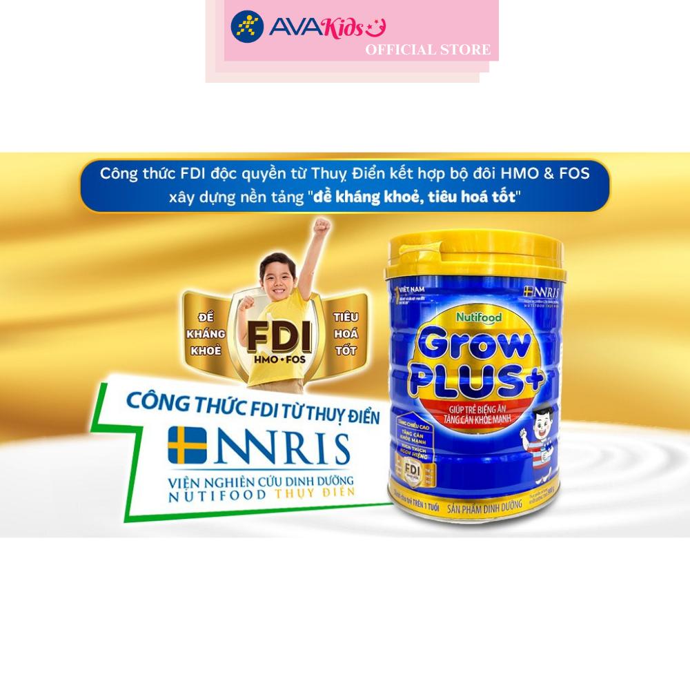 Sữa bột Nutifood GrowPLUS+ xanh hương vani 900g (từ 1 tuổi) giúp tăng cân