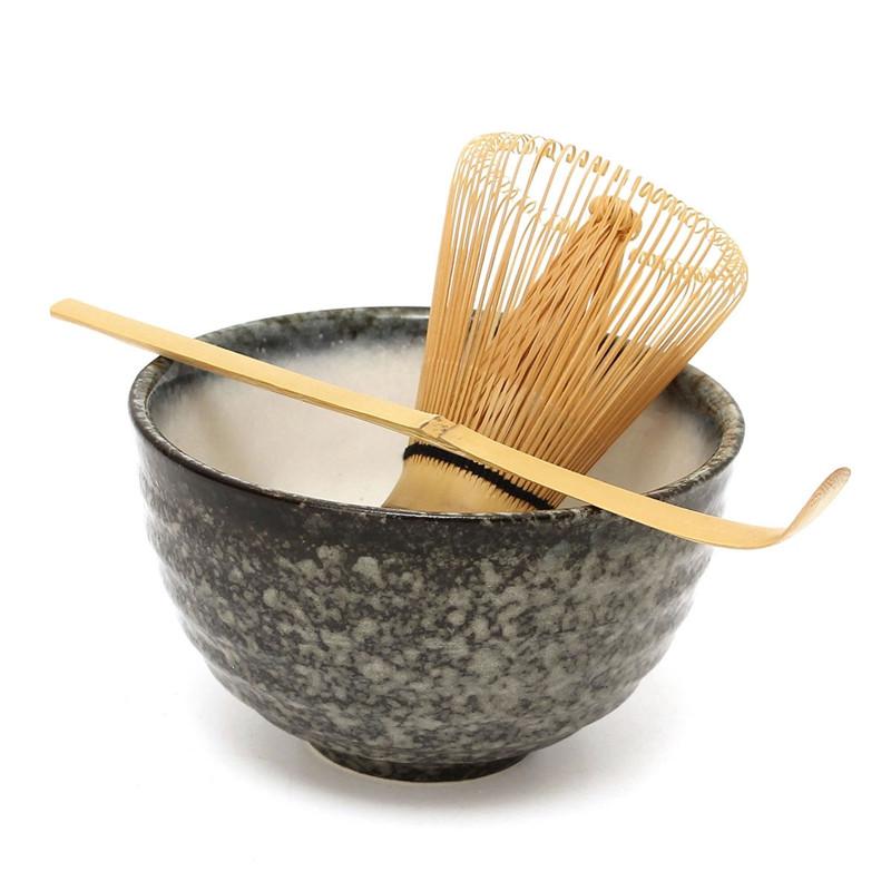 3 cái bộ Trà Trà Lễ Matcha Trà Gốm Bát Trà Tre Scoop Matcha Whisk Nhật Bản Teaware Tea Công Cụ 4 Phong Cách matcha bát đặt