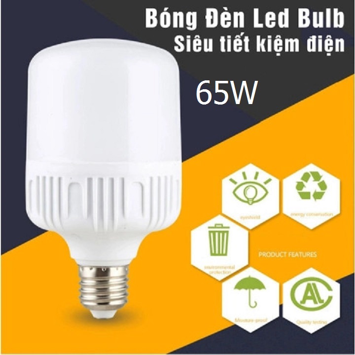 Bóng đèn Led siêu sáng 65W đui đèn xoáy Puge E27, Led Hàn Quốc Trụ Nhựa, Ánh sáng trắng, đèn trang trí sân vườn, led công suất lớn Bulb Led Light VCX