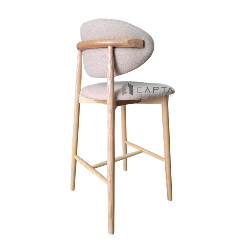 Ghế quầy bar nệm dày chân gỗ cao cấp CB LEO-75F Nội thất Capta