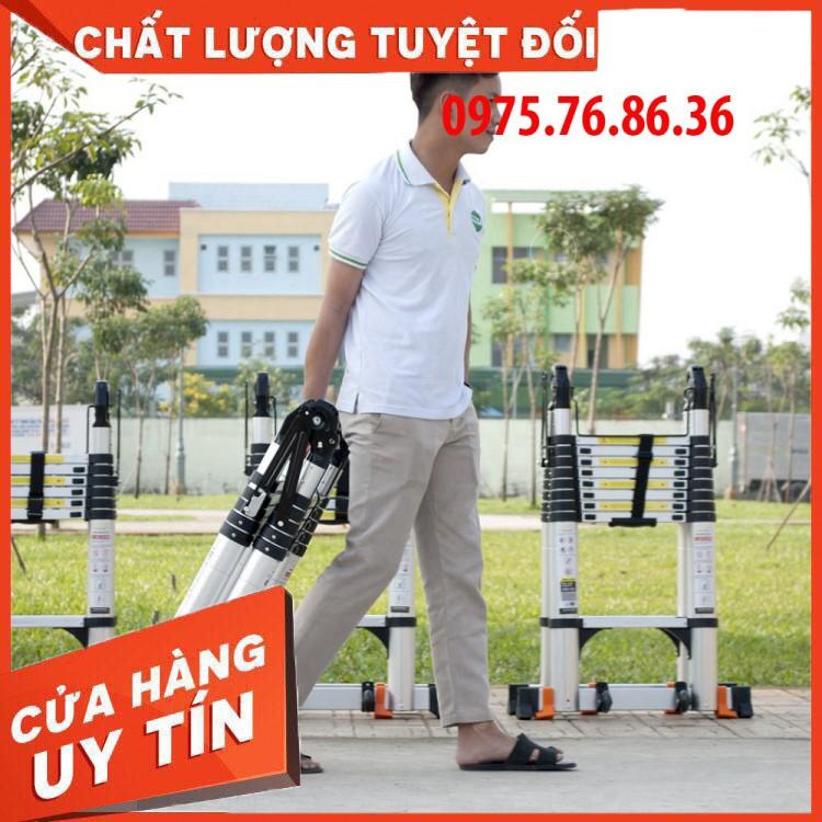 Thang Nhôm Rút Đôi Chữ A (2.8M+2.8M) - Có Bánh Xe