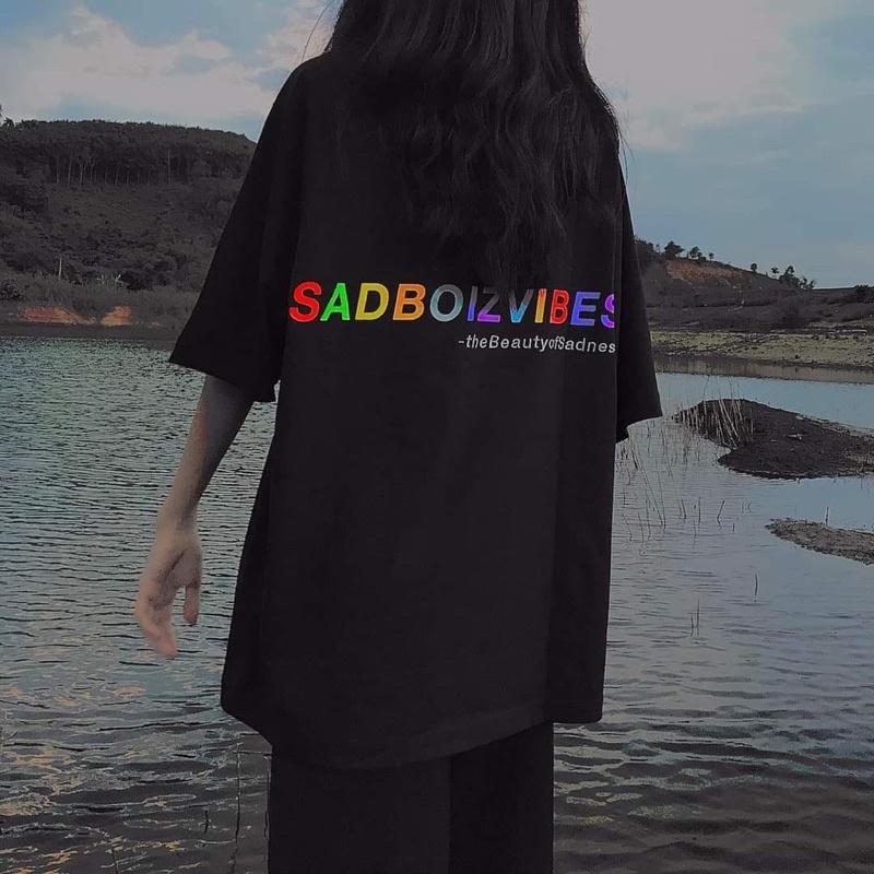 Áo Thun Tay Lỡ Unisex Sadboiz VIBES COLOR màu ĐEN/TRẮNG /Nam nữ unisex